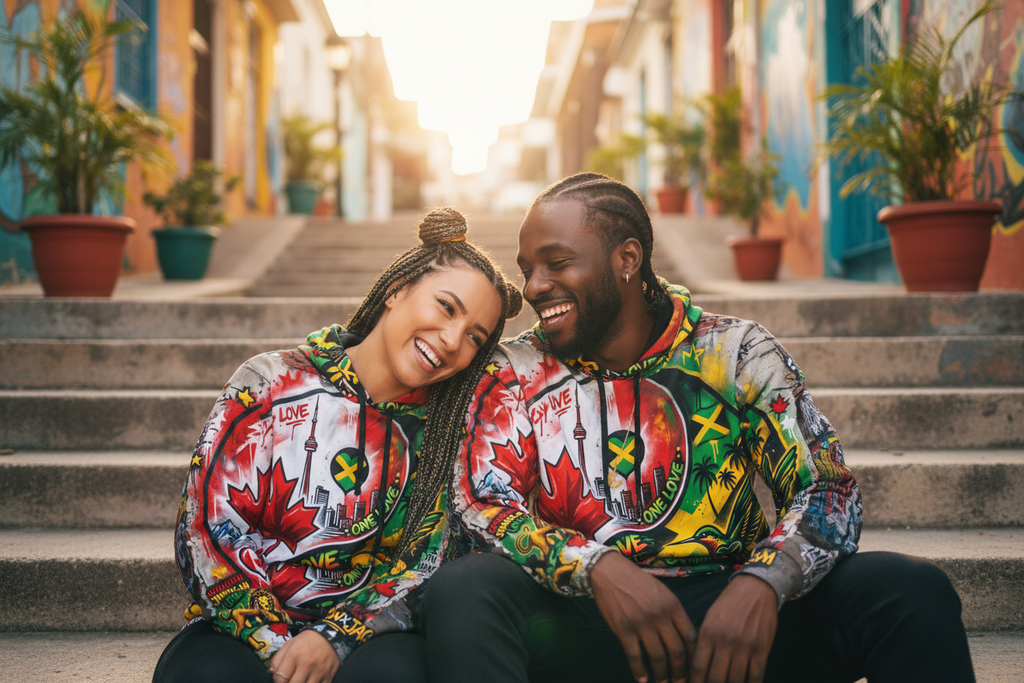 Canada & Jamican Long Distance love HoodieEmber Spirit Apparel