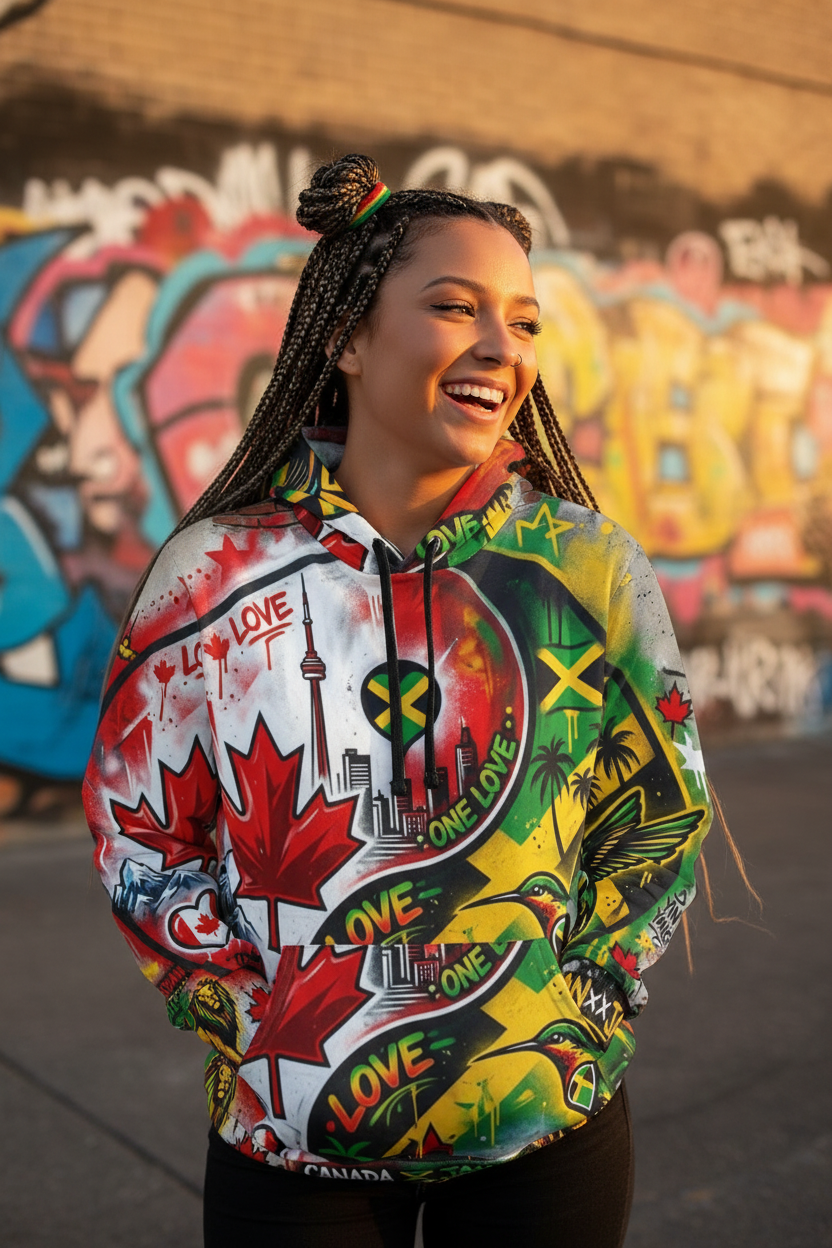 Canada & Jamican Long Distance love HoodieEmber Spirit Apparel