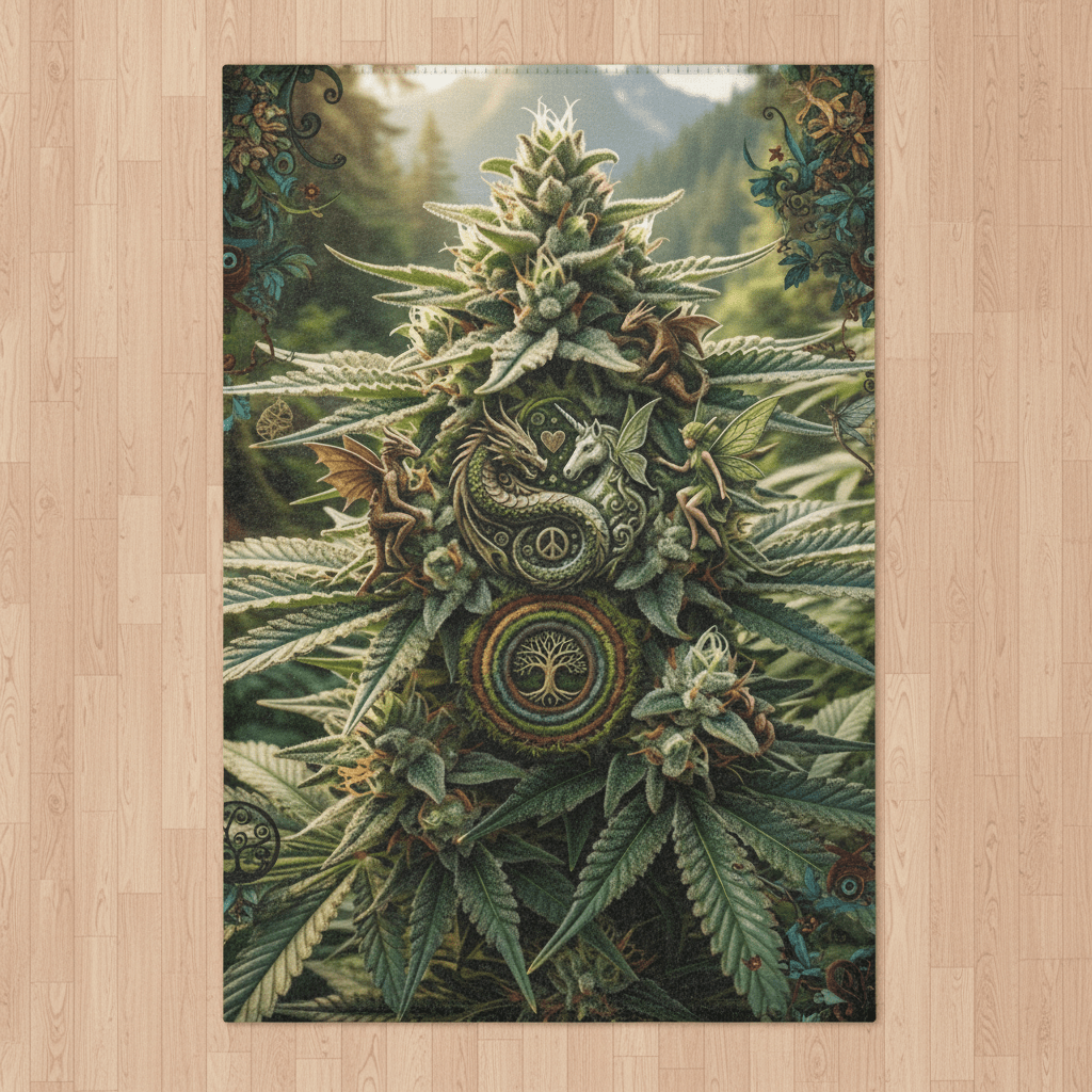 Cannabis Forest Area Rug — Psychedelic Weed Plant Accent RugEmber Spirit Apparel