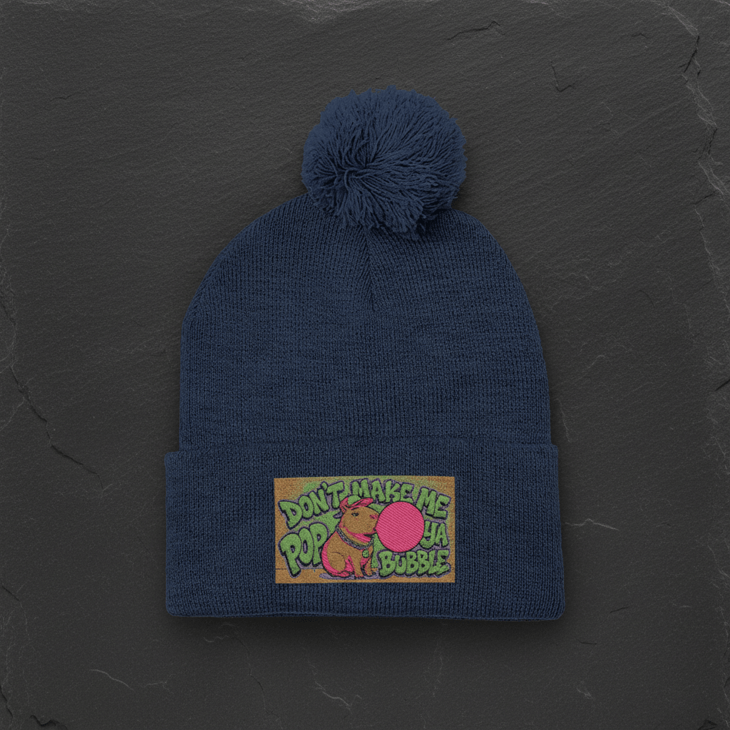 Capybara Pom - Pom Knit Cap (Embroidered)Ember Spirit Apparel