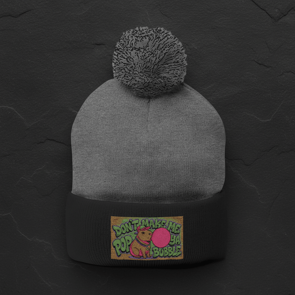 Capybara Pom - Pom Knit Cap (Embroidered)Ember Spirit Apparel