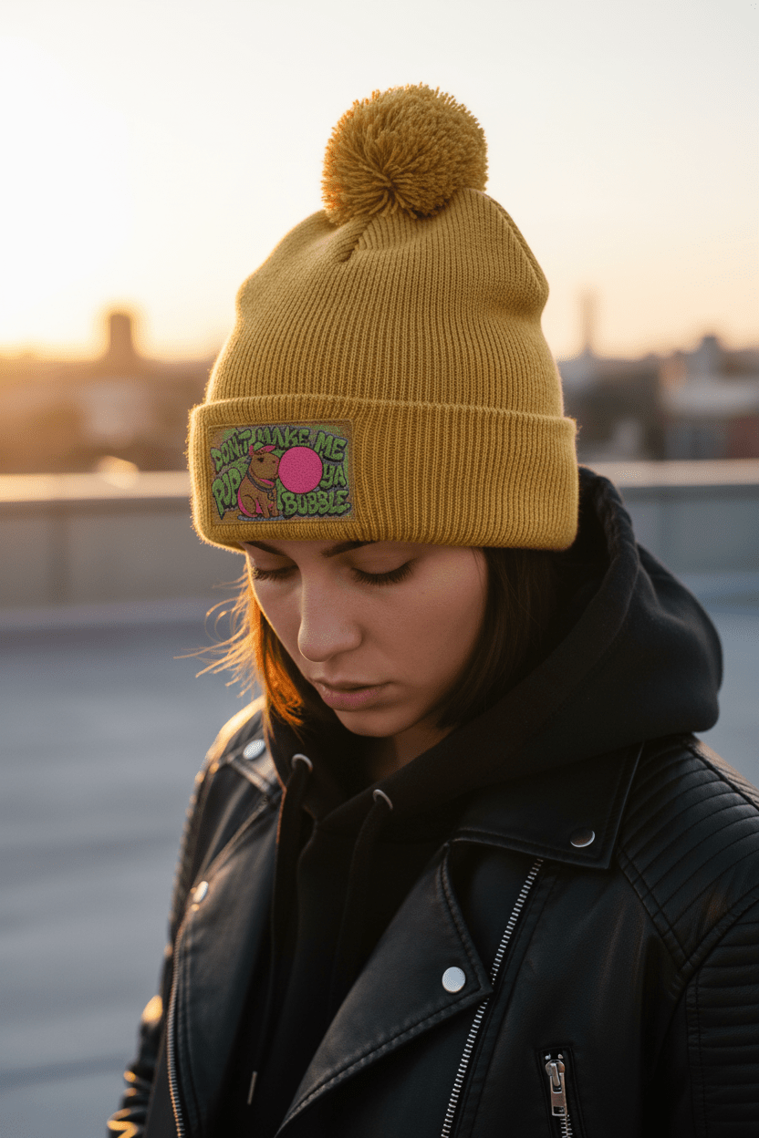 Capybara Pom - Pom Knit Cap (Embroidered)Ember Spirit Apparel