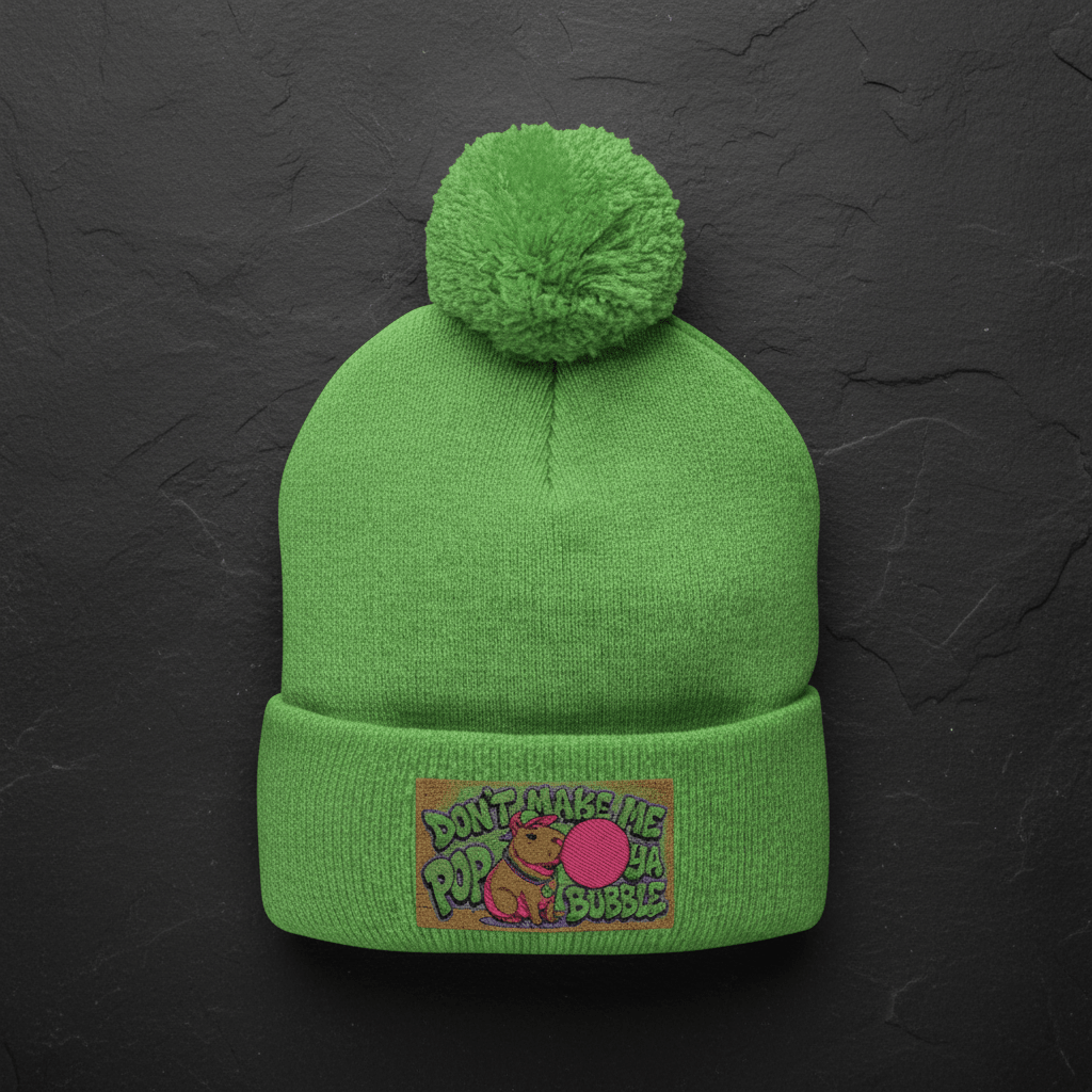 Capybara Pom - Pom Knit Cap (Embroidered)Ember Spirit Apparel
