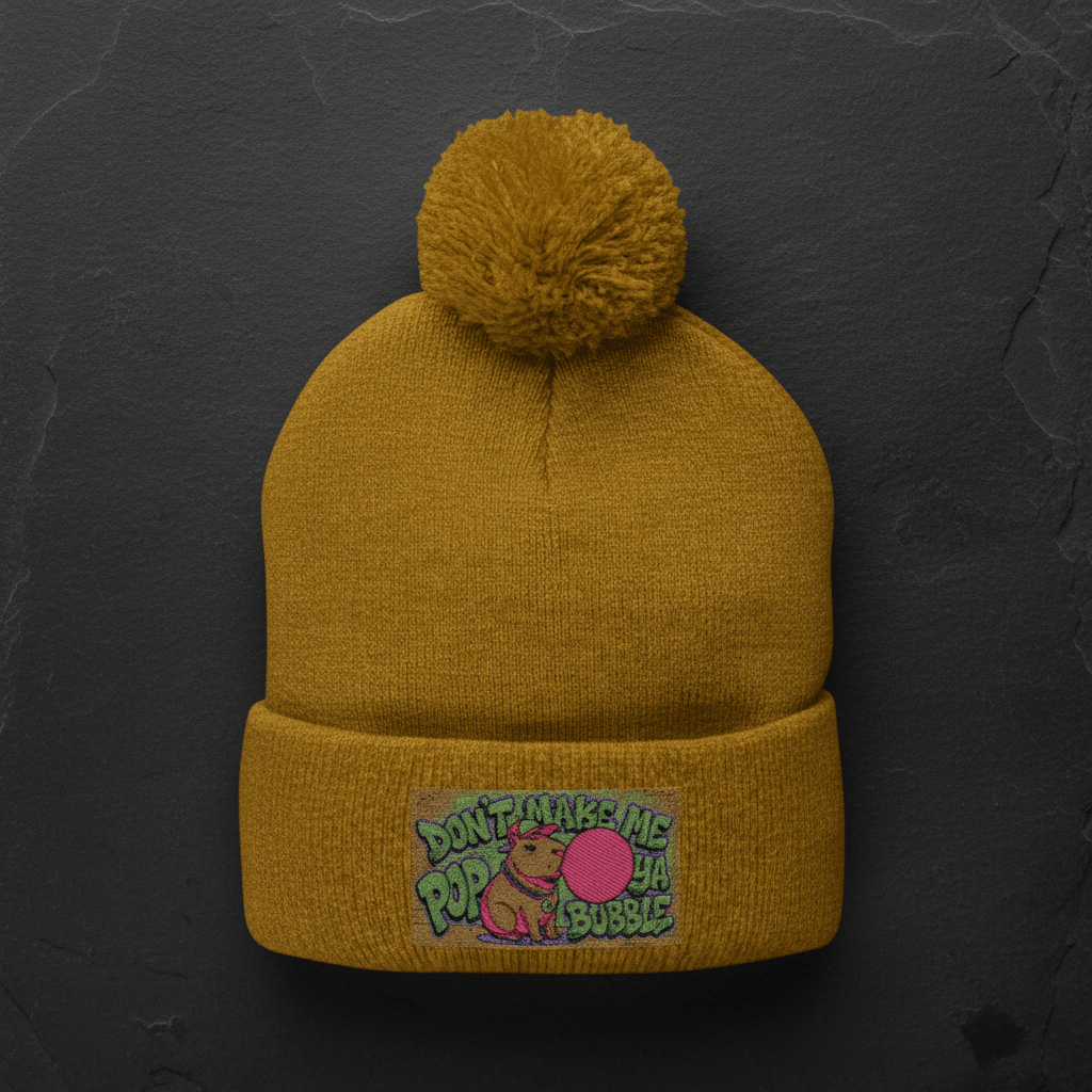 Capybara Pom - Pom Knit Cap (Embroidered)Ember Spirit Apparel