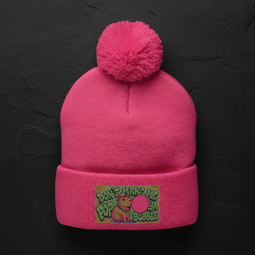 Capybara Pom - Pom Knit Cap (Embroidered)Ember Spirit Apparel