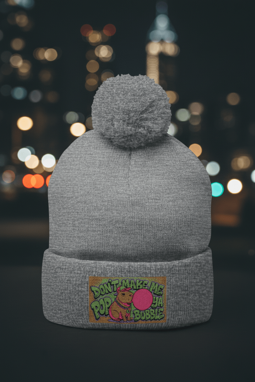 Capybara Pom - Pom Knit Cap (Embroidered)Ember Spirit Apparel