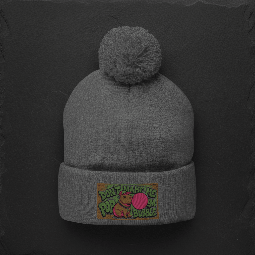 Capybara Pom - Pom Knit Cap (Embroidered)Ember Spirit Apparel