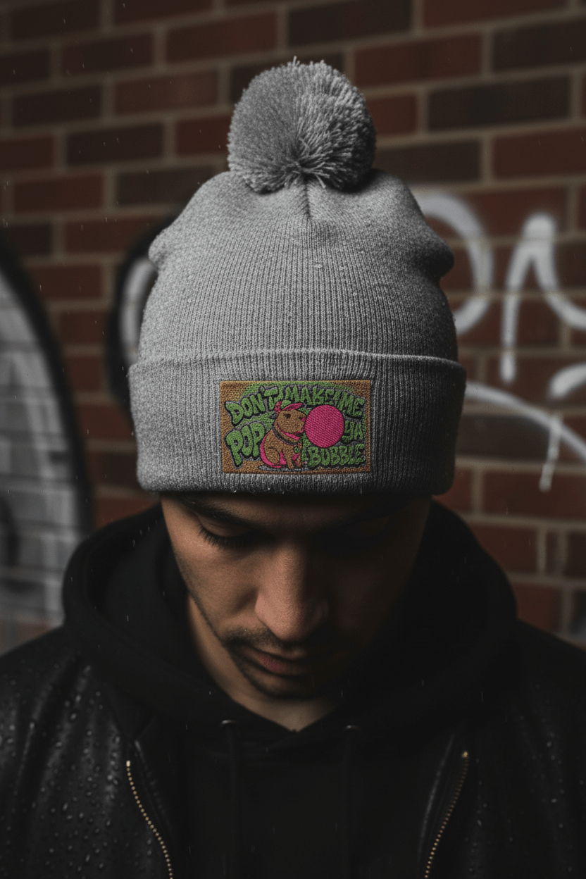 Capybara Pom - Pom Knit Cap (Embroidered)Ember Spirit Apparel