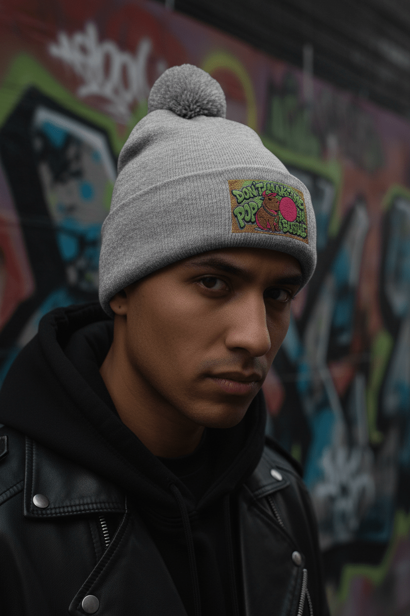 Capybara Pom - Pom Knit Cap (Embroidered)Ember Spirit Apparel