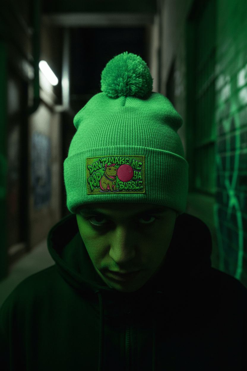 Capybara Pom - Pom Knit Cap (Embroidered)Ember Spirit Apparel