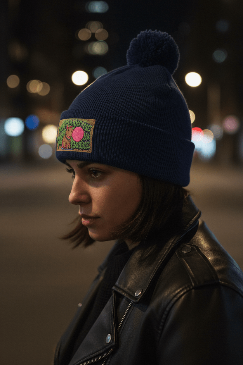 Capybara Pom - Pom Knit Cap (Embroidered)Ember Spirit Apparel