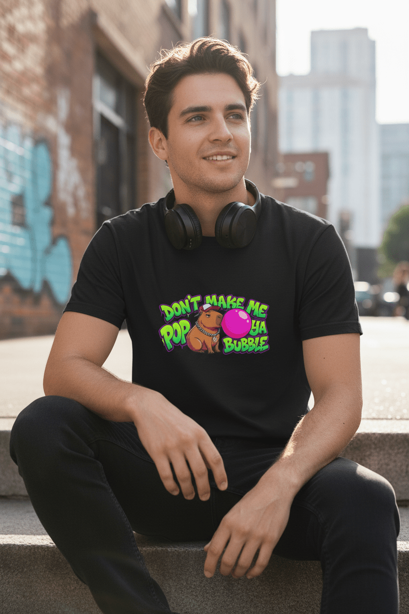 Capybara Pop Your Bubble T-Shirt – Cute Funny Unisex Graphic TeeEmber Spirit Apparel
