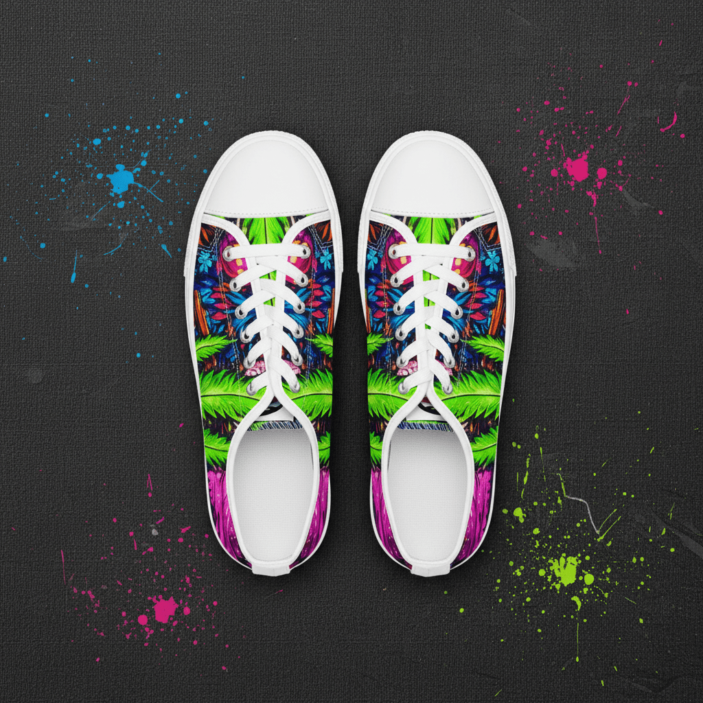 Colorful Painting by Ownee : Print Women's Low Top Sneakers – Vibrant Boho Casual ShoesEmber Spirit Apparel