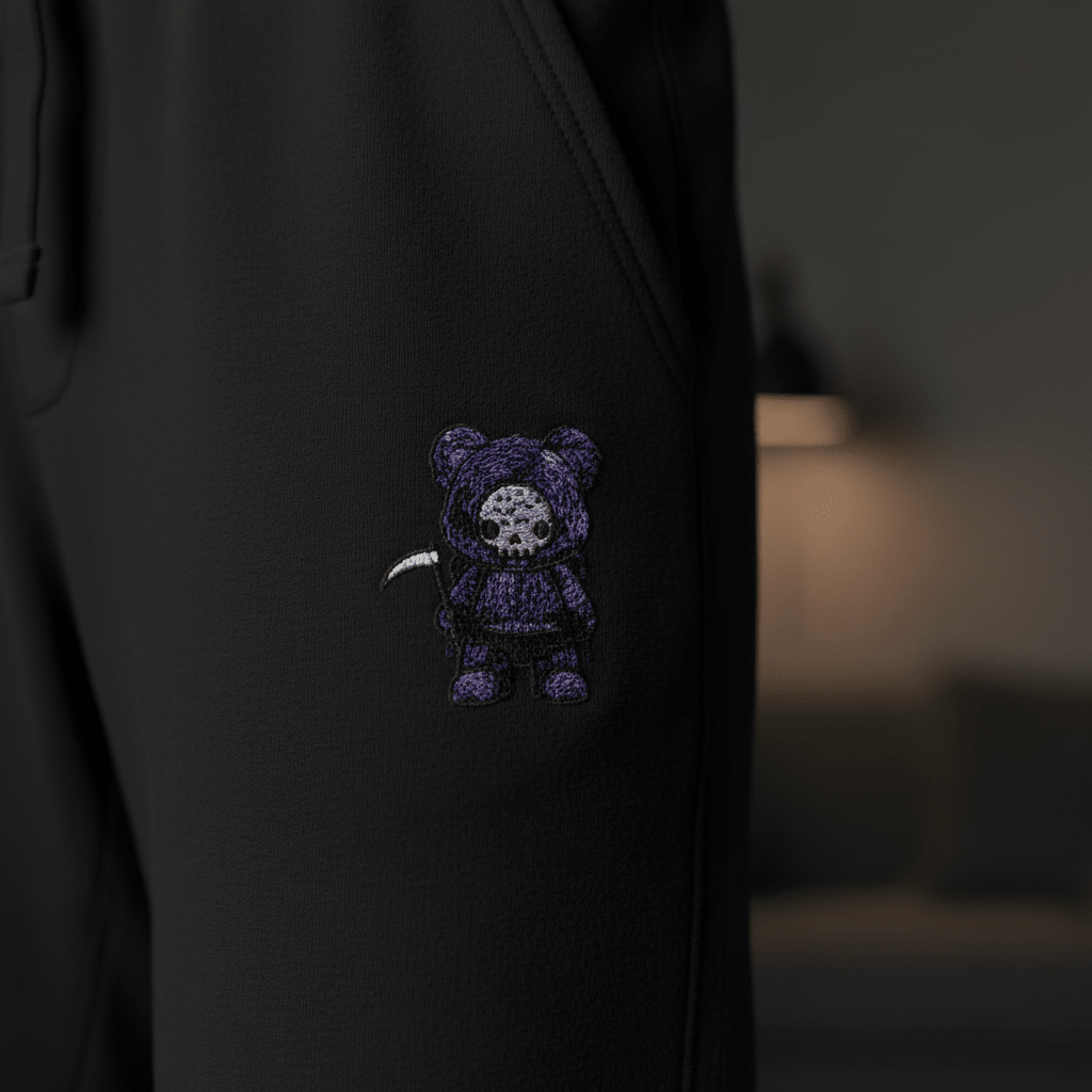 Crazy Cute Goth Grunge Bear - Unisex Fleece Sweatpants (Embroidery)Ember Spirit Apparel