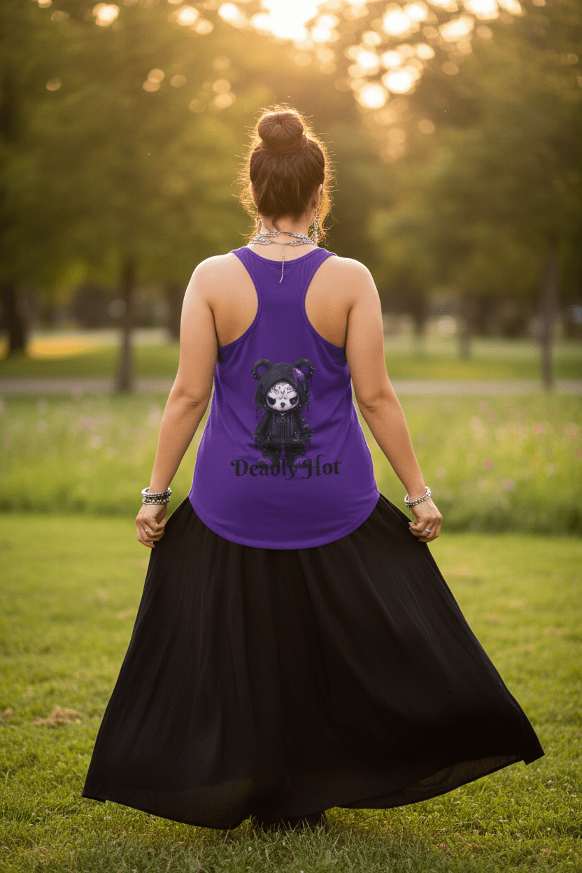 Crazy Cute Goth Grunge Bear - Women's Ideal Racerback TankEmber Spirit Apparel