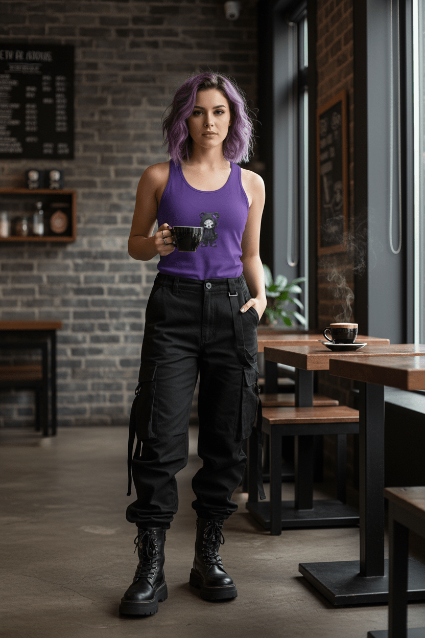 Crazy Cute Goth Grunge Bear - Women's Ideal Racerback TankEmber Spirit Apparel