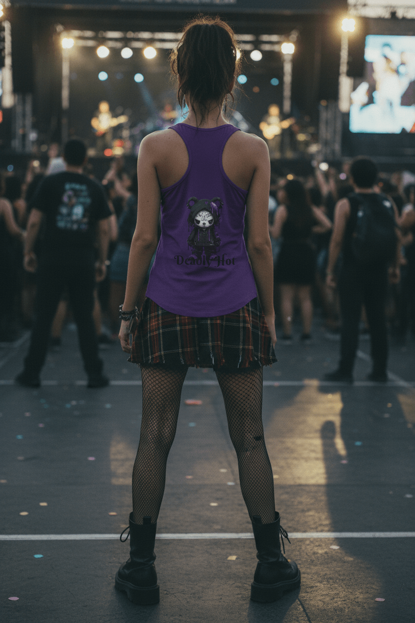 Crazy Cute Goth Grunge Bear - Women's Ideal Racerback TankEmber Spirit Apparel