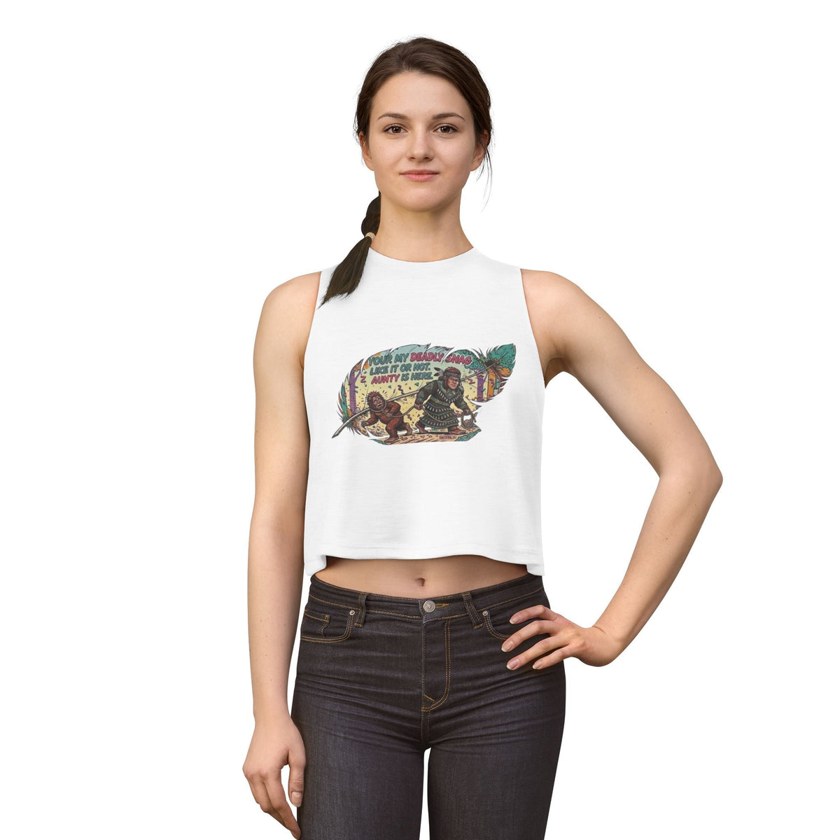 Deadly Auntie Is Here Women's Crop TopEmber Spirit Apparel