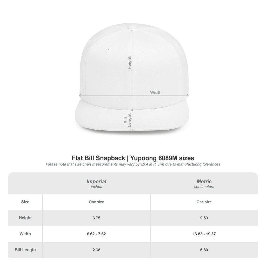 Don't Care Bear Snapback Hat — Bold Anti-Drama Flat Bill Cap, Size Chart | Ember Spirit Apparel