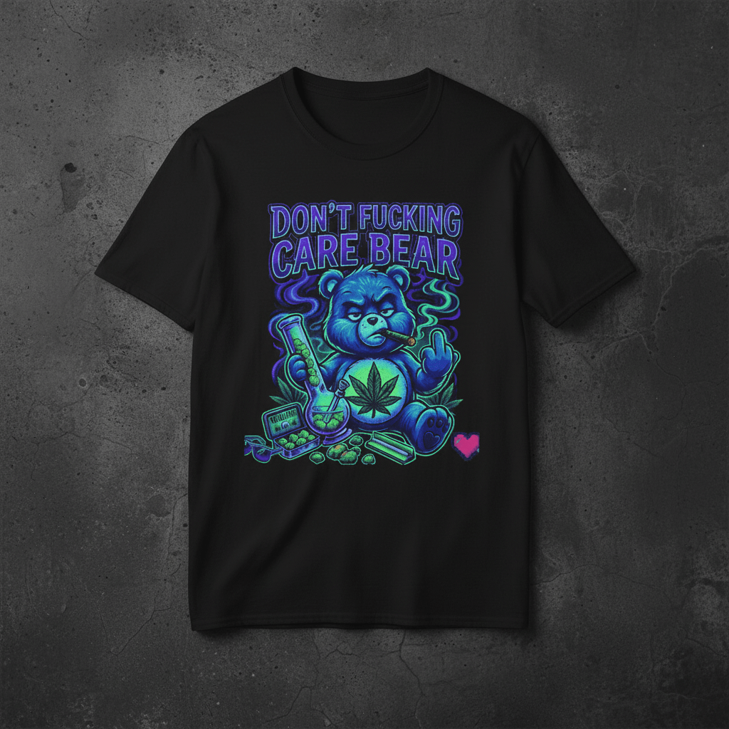 Don’t Care Bear T‑Shirt — Grunge Teddy Graphic TeeEmber Spirit Apparel