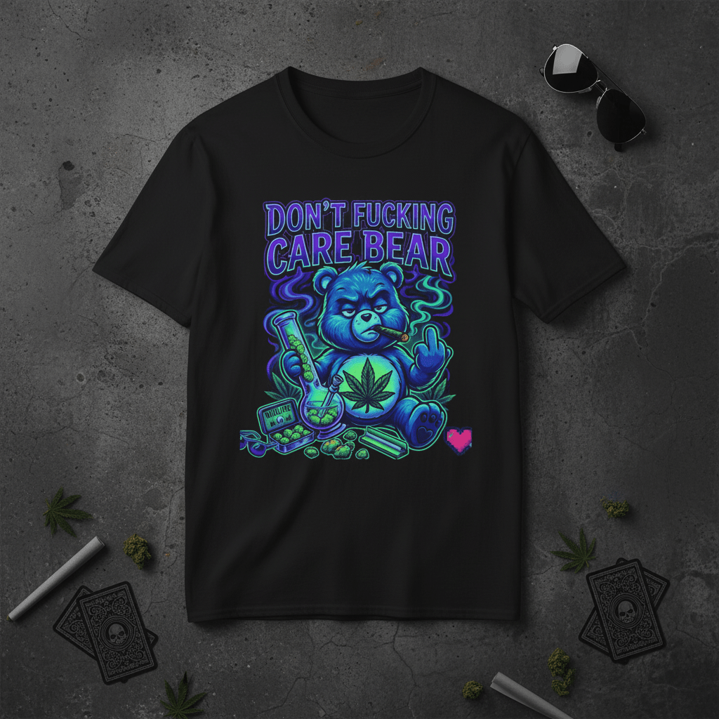 Don’t Fucking Care Bear T‑Shirt — Grunge Teddy Graphic TeeEmber Spirit Apparel