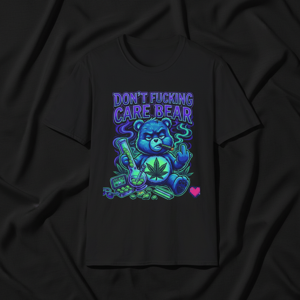 Don’t Fucking Care Bear T‑Shirt — Grunge Teddy Graphic TeeEmber Spirit Apparel