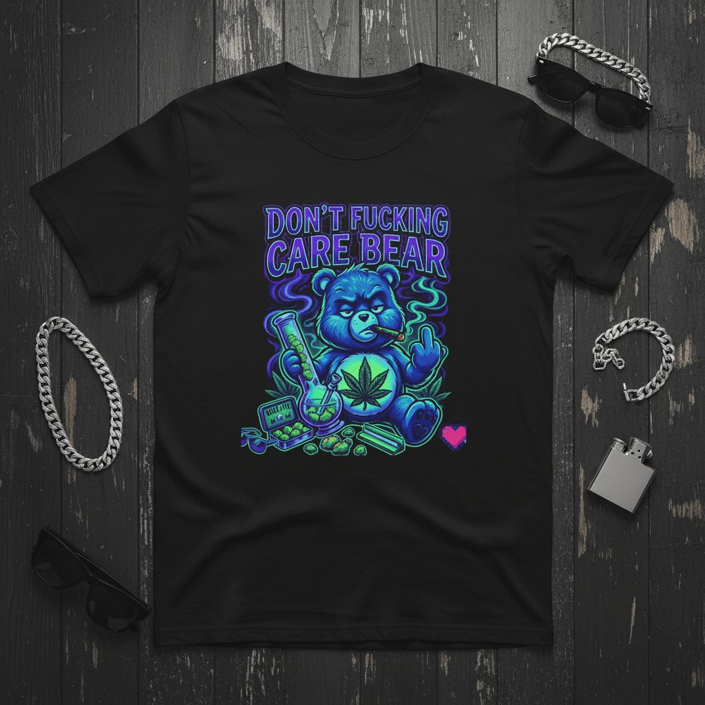 Don’t Fucking Care Bear T‑Shirt — Grunge Teddy Graphic TeeEmber Spirit Apparel