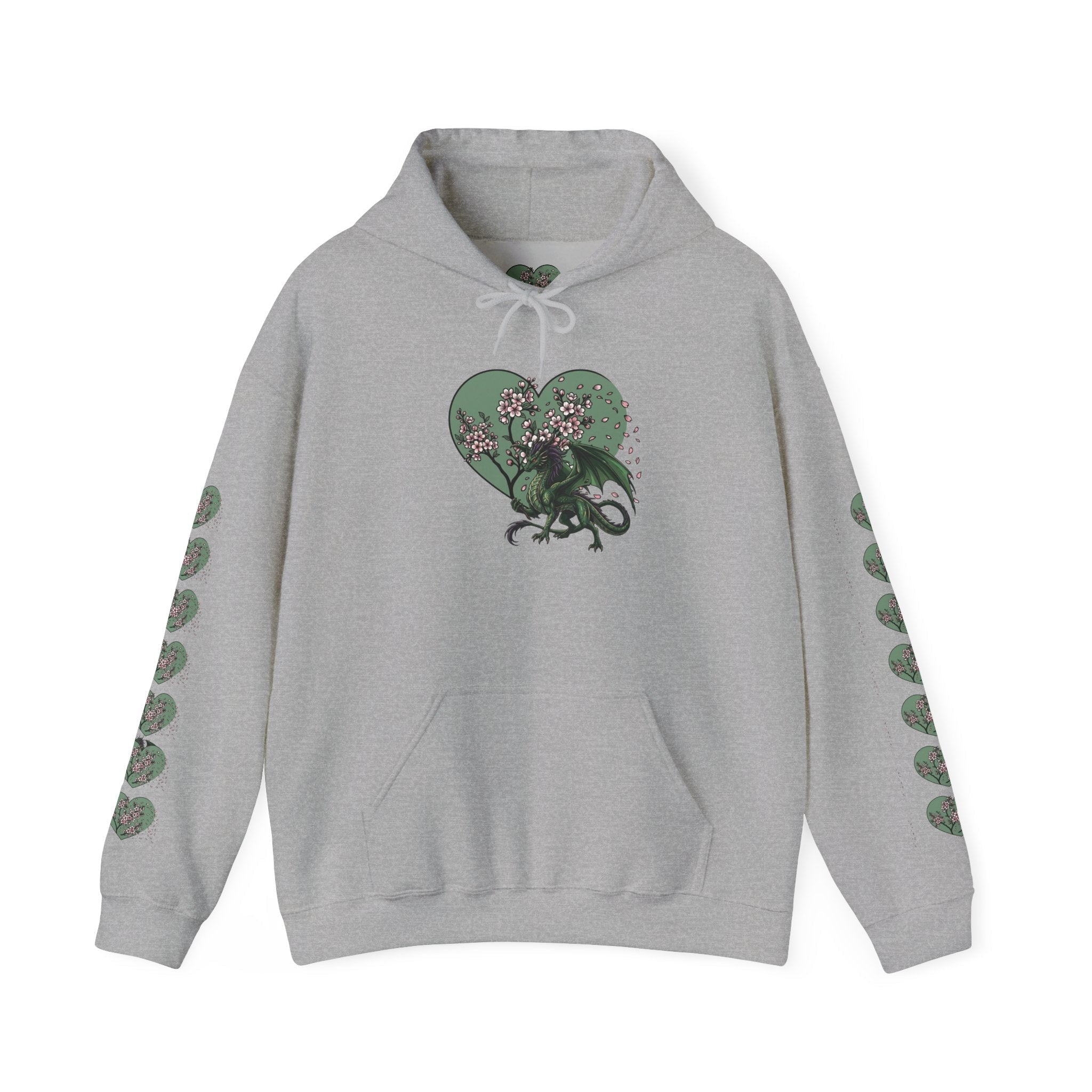 Dragon Luck Hoodie front view – magical Chinese anime dragon design by Ember Spirit