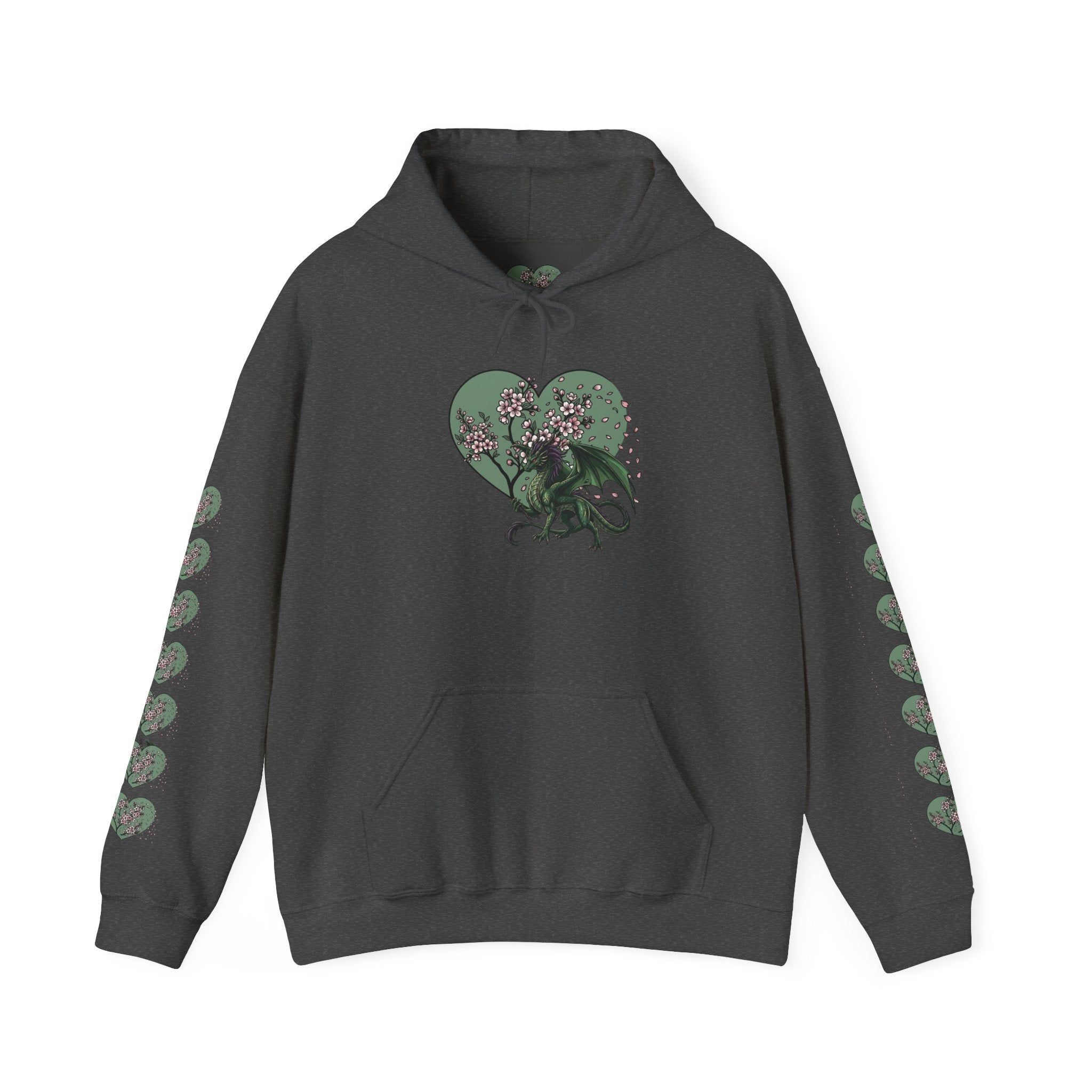 Dragon Luck Hoodie back view – bold dragon motif streetwear hoodie Ember Spirit Apparel