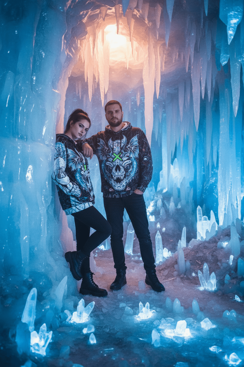 Dragon Skull Graphic Hoodie — Gothic Neon X All-Over PrintEmber Spirit Apparel