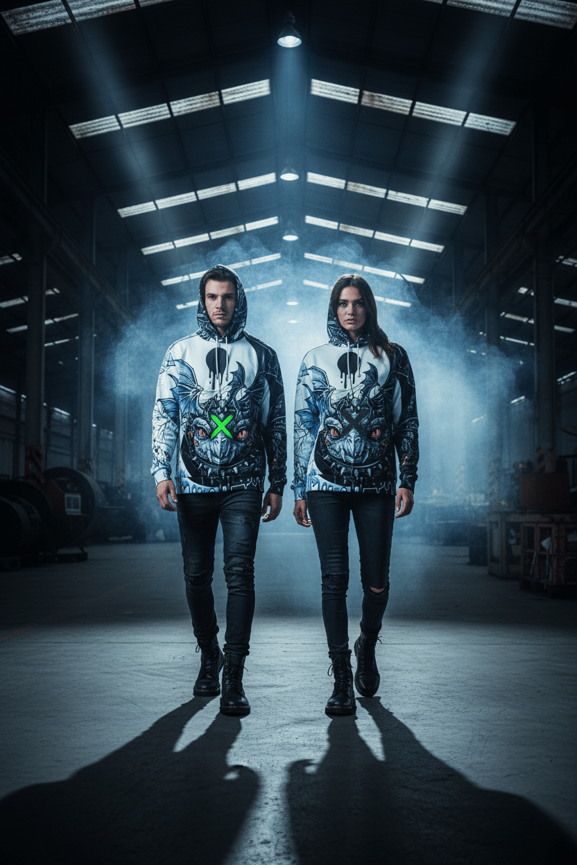 Dragon Skull Graphic Hoodie — Gothic Neon X All-Over PrintEmber Spirit Apparel
