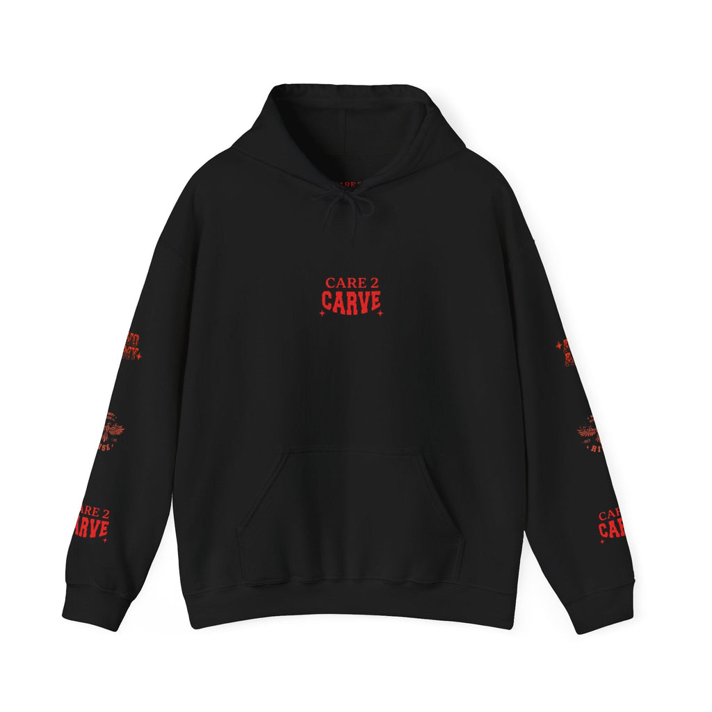 Ed's tribute hoodie front view – Care to Carve inspirational sweatshirt by Ember Spirit