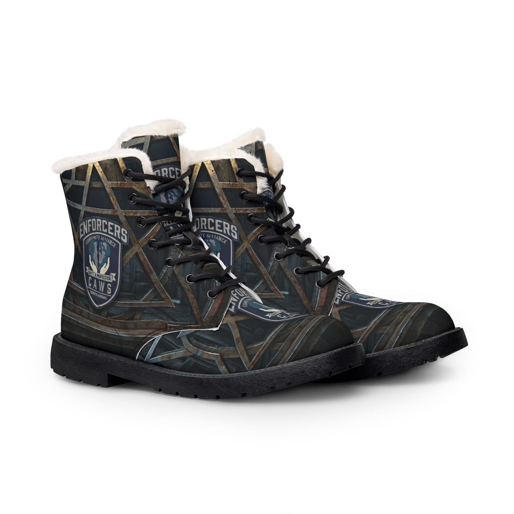 Enforcers CAWS Men's Fur-Lined Leather Boots — 'Enforcers' Rugged Winter Work BootsEmber Spirit Apparel