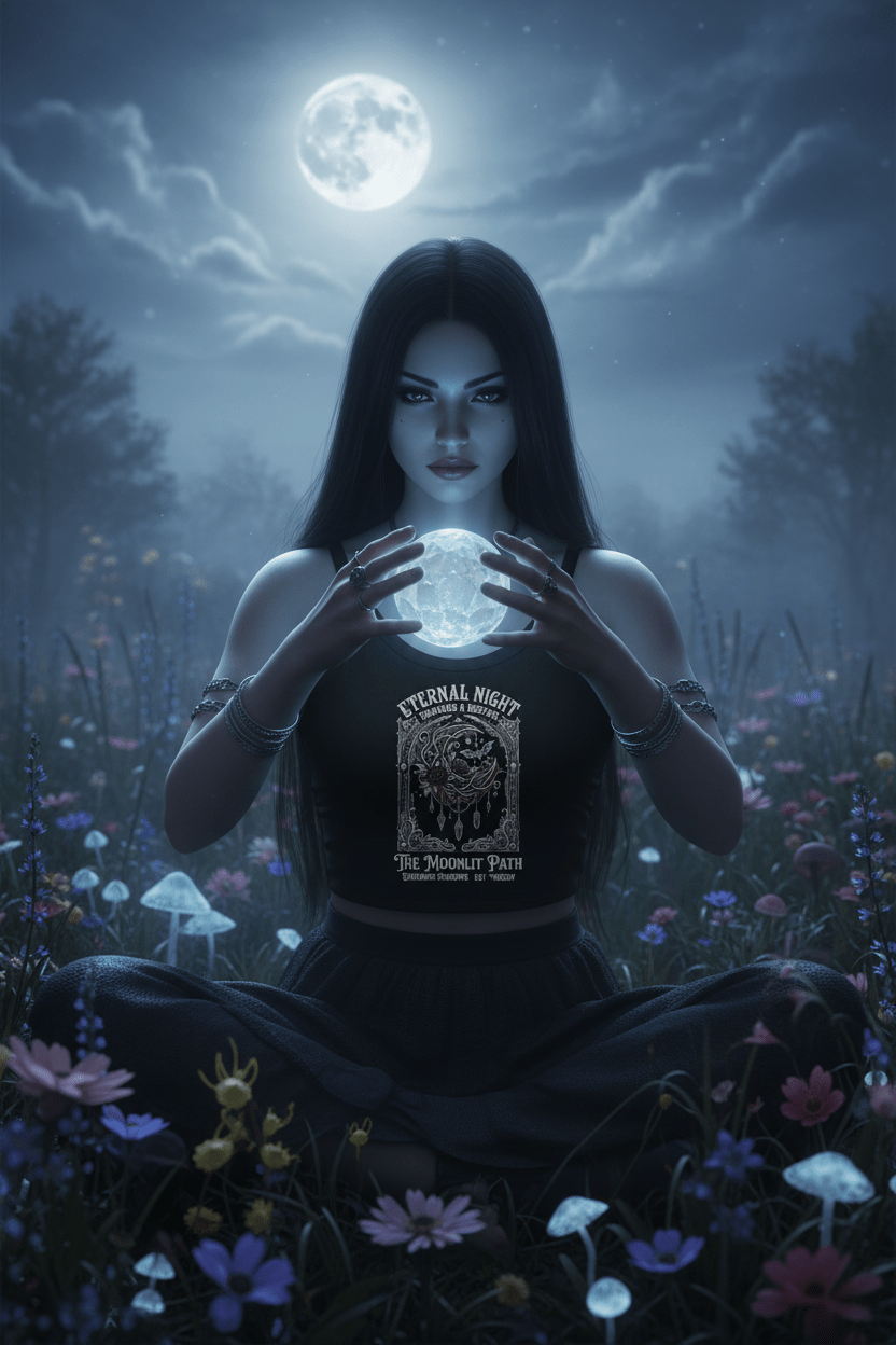 Eternal Night Moon Goth Crop Tank TopEmber Spirit Apparel