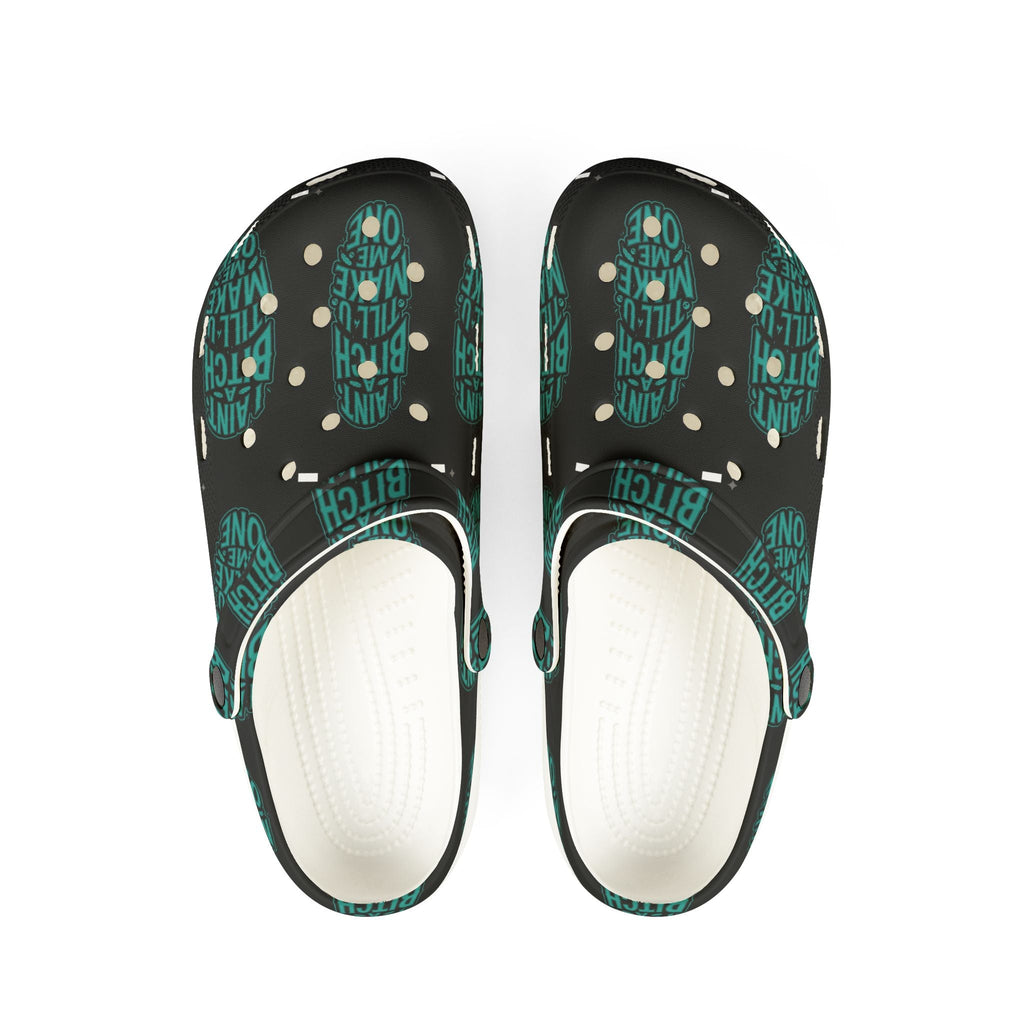 EVA Foam Clogs — "Ain't A Bitch" Teal Graphic Comfort ShoesEmber Spirit Apparel