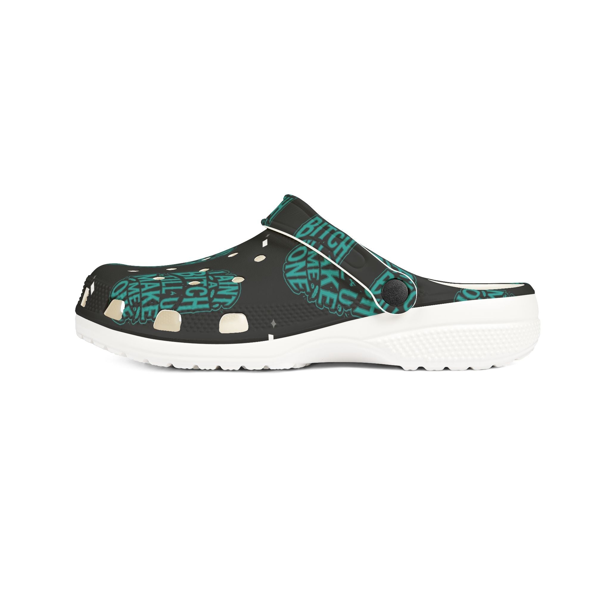 EVA Foam Clogs — "Ain't A Bitch" Teal Graphic Comfort ShoesEmber Spirit Apparel
