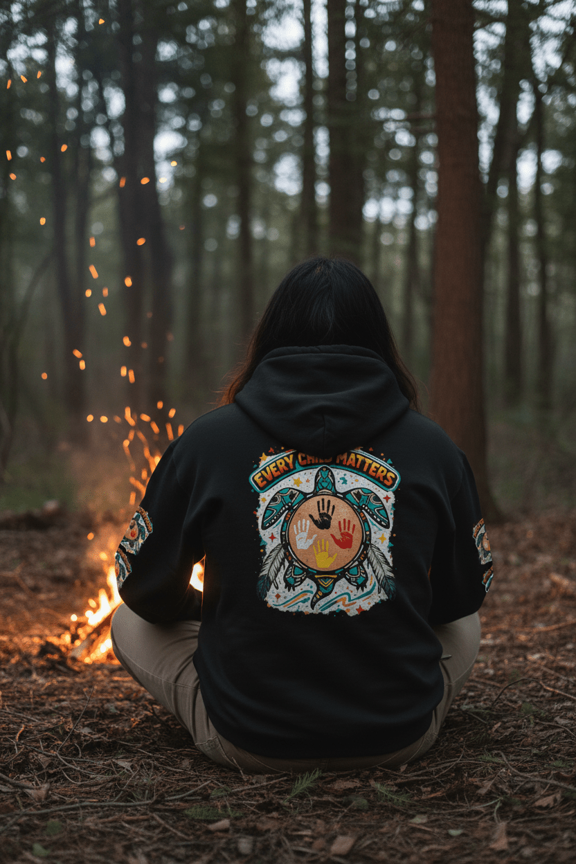 Every Child Matters Hoodie – Indigenous Awareness Turtle Graphic PulloverEmber Spirit Apparel