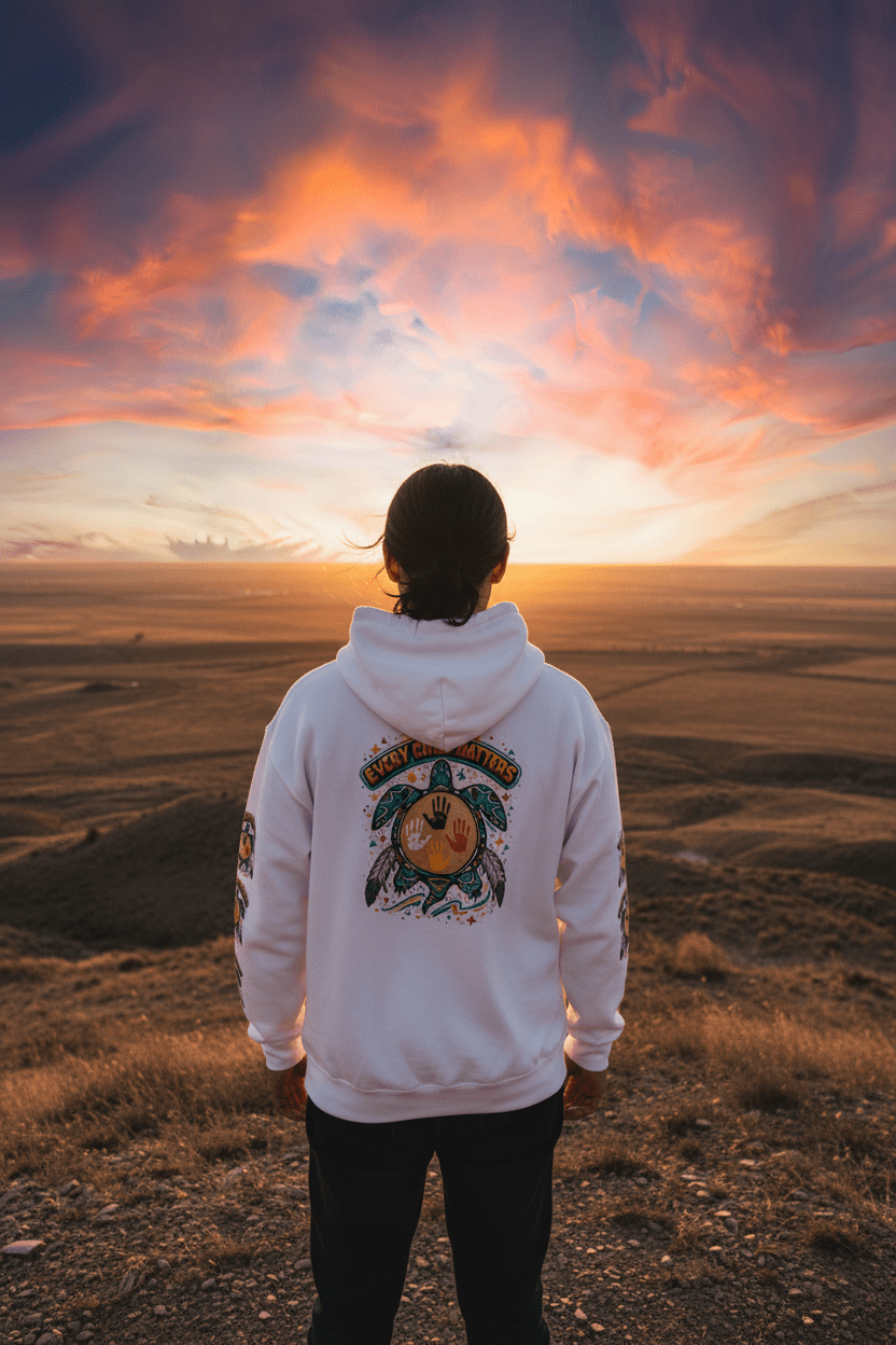 Every Child Matters Hoodie – Indigenous Awareness Turtle Graphic PulloverEmber Spirit Apparel