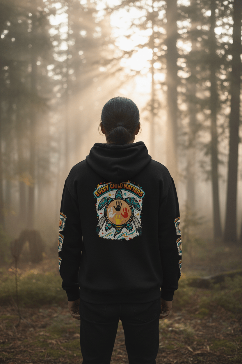 Every Child Matters Hoodie – Indigenous Awareness Turtle Graphic PulloverEmber Spirit Apparel