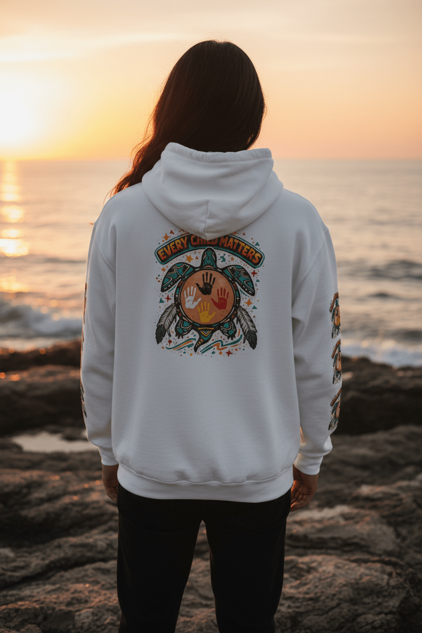 Every Child Matters Hoodie – Indigenous Awareness Turtle Graphic PulloverEmber Spirit Apparel