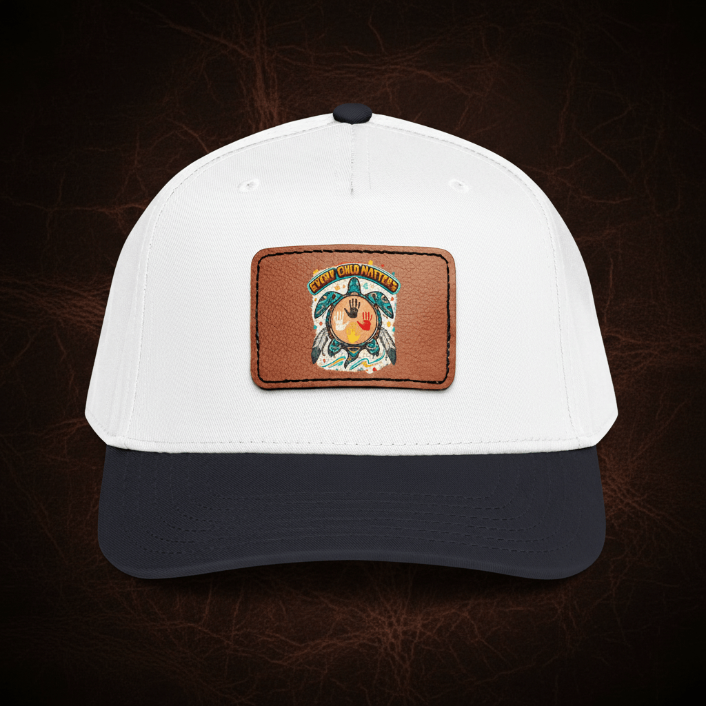 Every Child Matters Leather Patch Baseball Cap – Indigenous Awareness Vintage Turtle DesignEmber Spirit Apparel