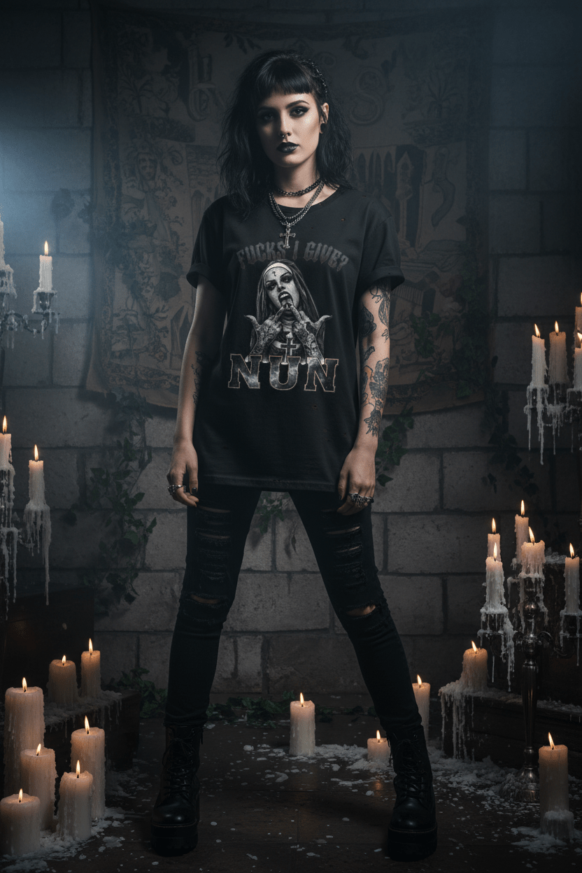 F I give Nun Graphic Tee Unisex Heavy Cotton Tee.Ember Spirit Apparel