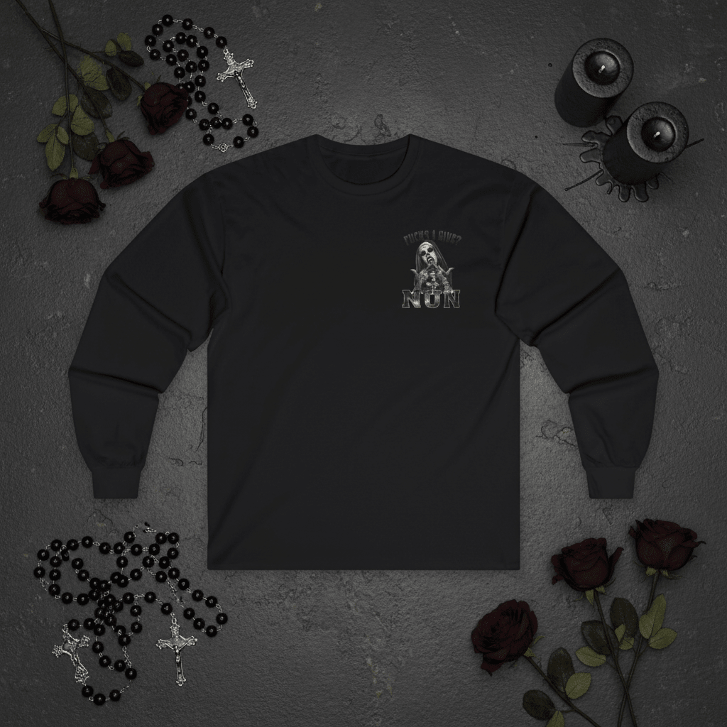 "F I Give Nun "Long Sleeve Tee — Vintage Buccaneer Graphic.Ember Spirit Apparel