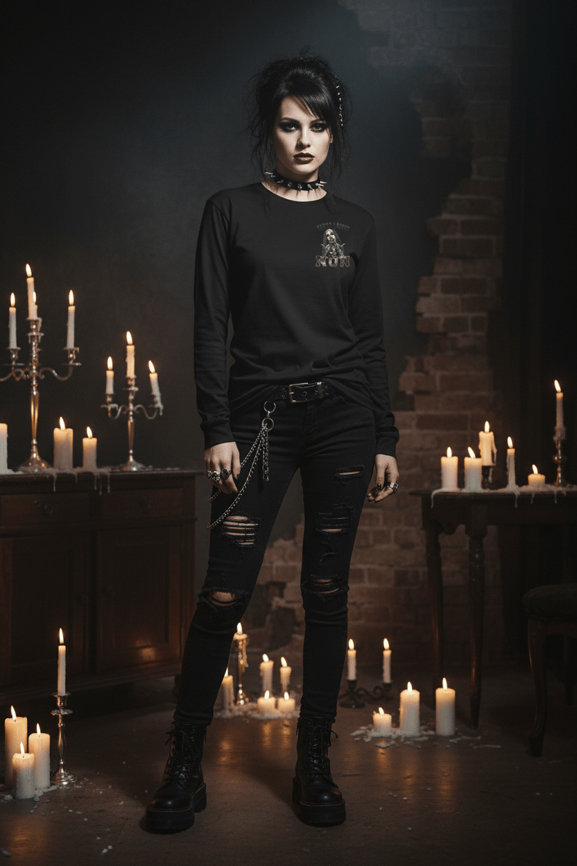 "F I Give Nun "Long Sleeve Tee — Vintage Buccaneer Graphic.Ember Spirit Apparel