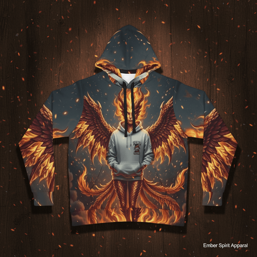 Fire Phoenix Fairy Athletic Hoodie — Original Art by Ember SpiritEmber Spirit Apparel