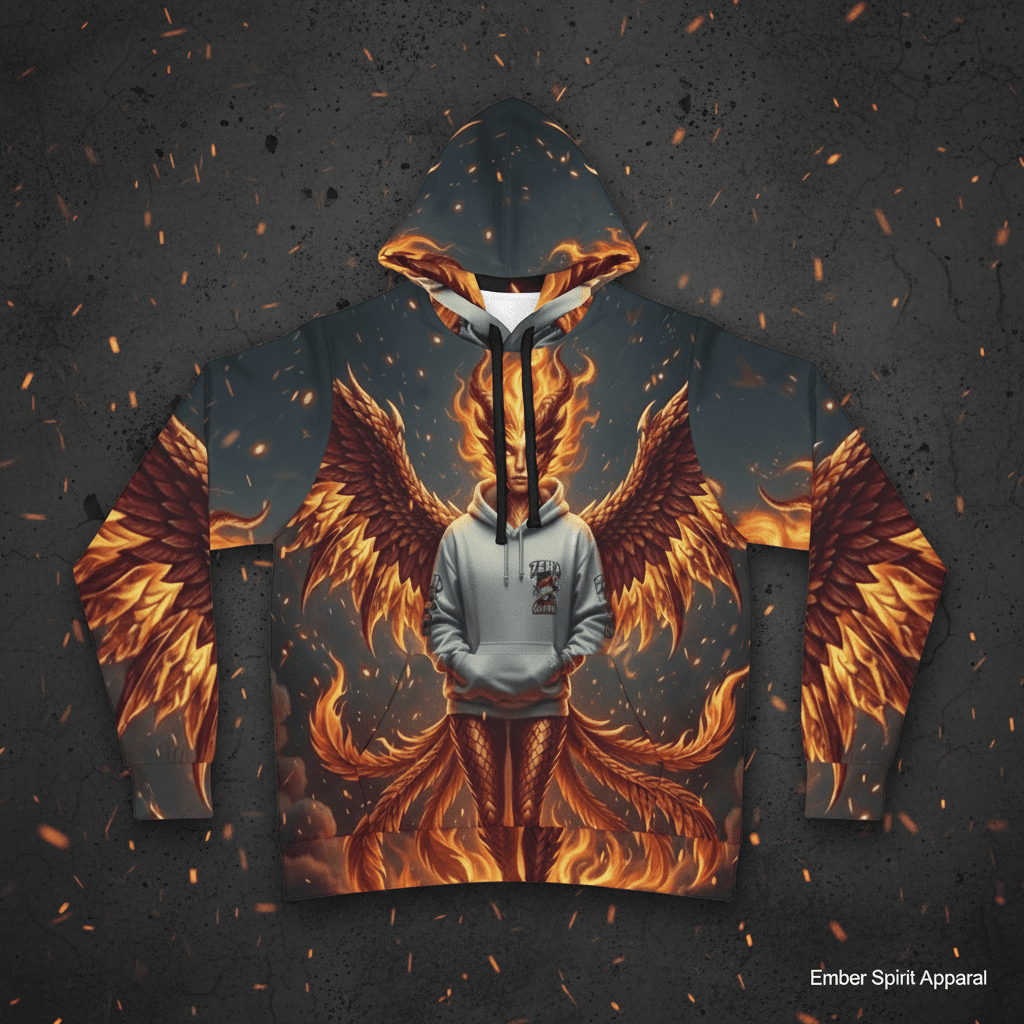 Fire Phoenix Fairy Athletic Hoodie — Original Art by Ember SpiritEmber Spirit Apparel