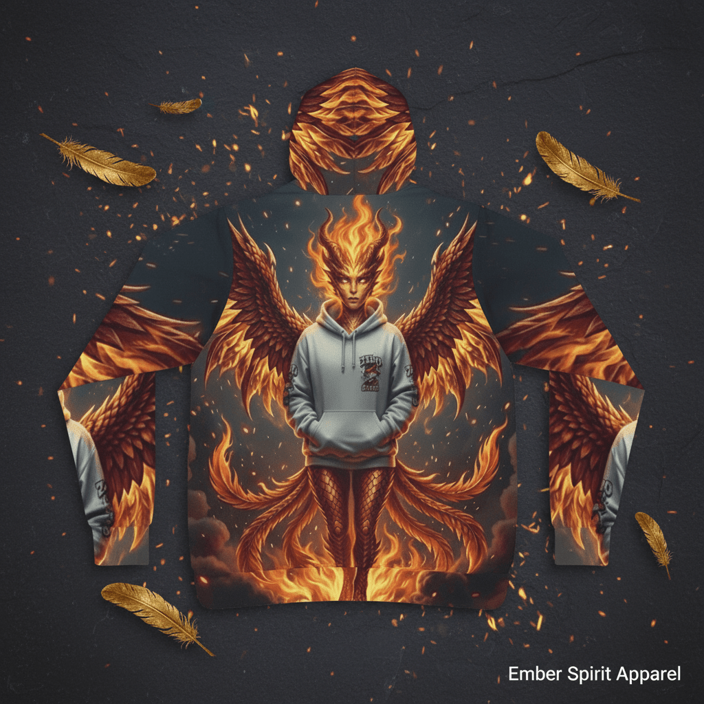 Fire Phoenix Fairy Athletic Hoodie — Original Art by Ember SpiritEmber Spirit Apparel