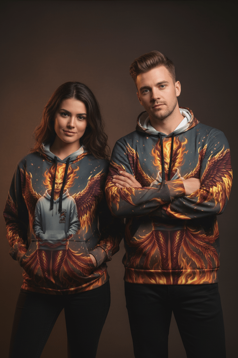 Fire Phoenix Fairy Athletic Hoodie — Original Art by Ember SpiritEmber Spirit Apparel
