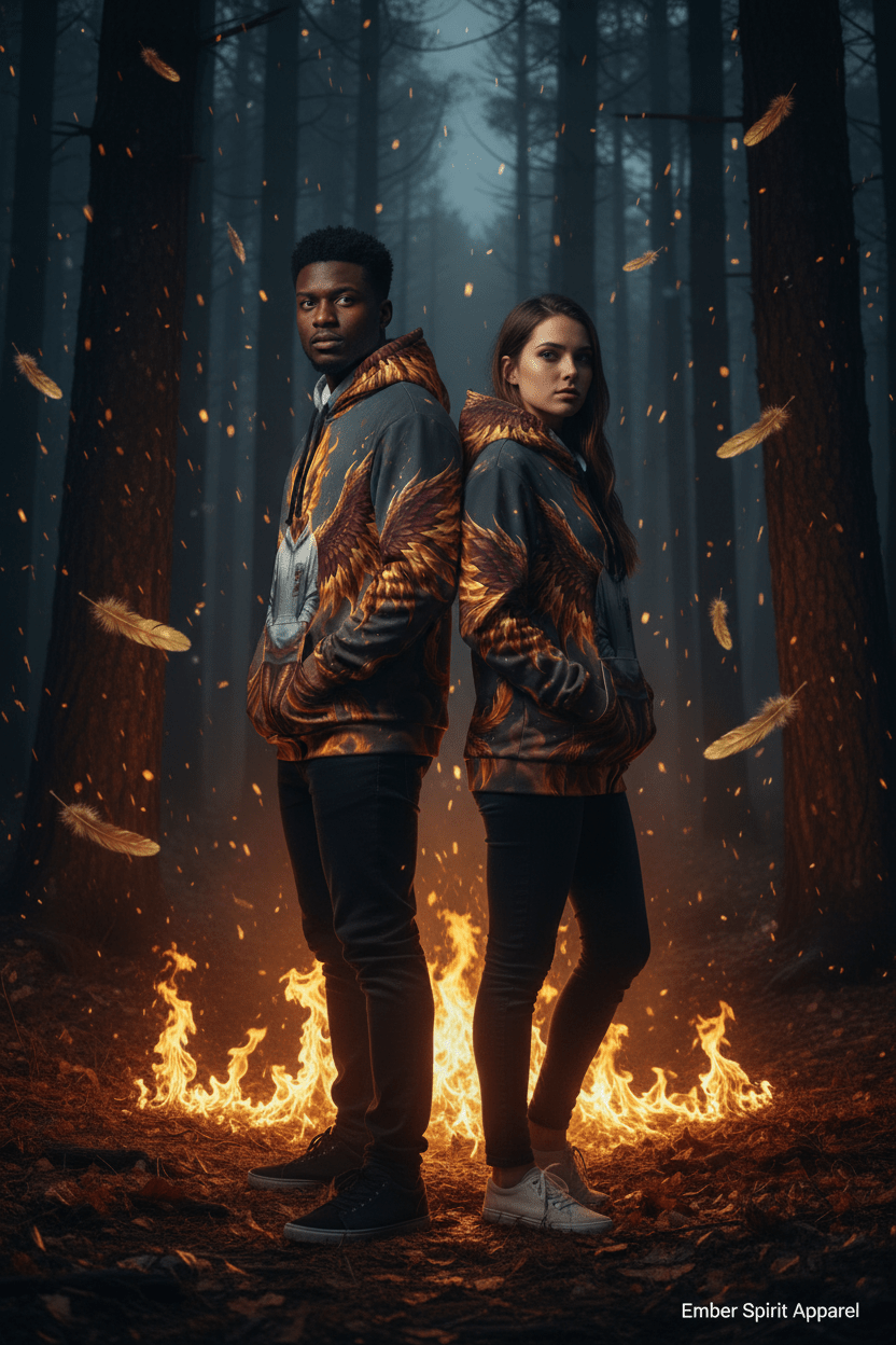 Fire Phoenix Fairy Athletic Hoodie — Original Art by Ember SpiritEmber Spirit Apparel