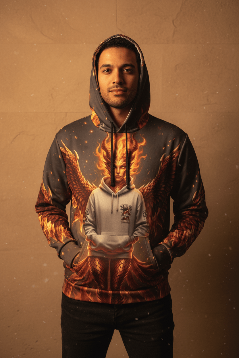 Fire Phoenix Fairy Athletic Hoodie — Original Art by Ember SpiritEmber Spirit Apparel